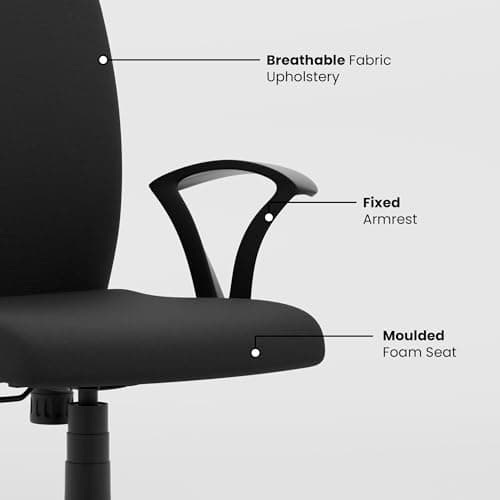 Green Soul Seoul X Office Chair, Mid Back Fabric Ergonomic Home Office Desk Chair with Comfortable & Spacious Seat, Rocking-tilt Mechanism & Heavy Duty Metal Base (Black) 4