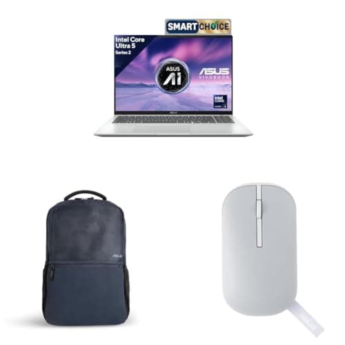 ASUS Vivobook 16, Smartchoice, Intel Core Ultra 5 Series 2,16GB RAM,512GB SSD,FHD+16",Win11,Office 2024,Silver + Laptop Bag and Mouse