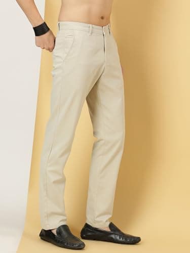 Thomas Scott Men's 100% Cotton Slim Fit Casual Chino Trouser (Cream, 34) 2
