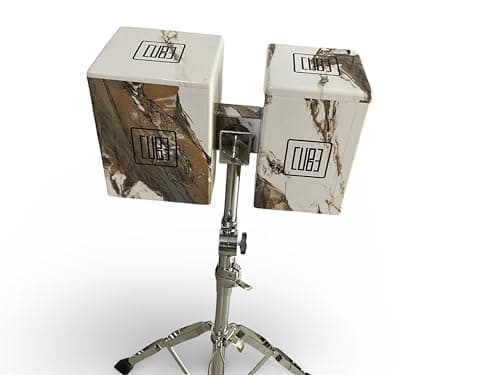 Rhythm Pro Cube Cajon Bongo With Stand Superb Sound Quality, Made With Music Grade MDF,Made in India,For Kids,Adults,Professional Musicians.(White Marble) 3