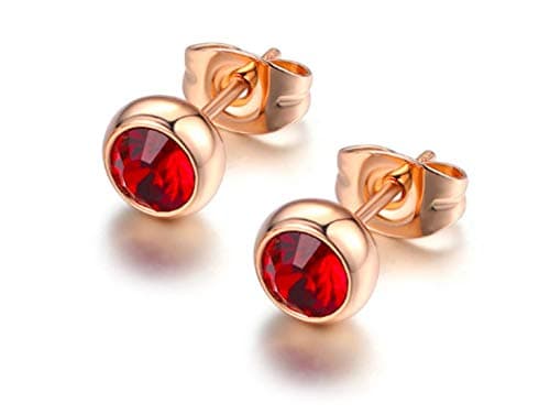 Nilu's Collection Daily Use, Light Weight Small Stud Earrings| Perfect for Baby Girls, Office Goers (Colour: Rose Gold, Red)