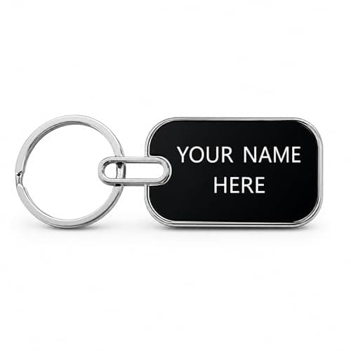 Personalized Stainless Steel Name Keychain with Double-Sided Engraving | Custom Engraved Keyring for Men & Women | Durable Metal Name Tag for Car, Bike, Home & Gift Use (Black Keychain)
