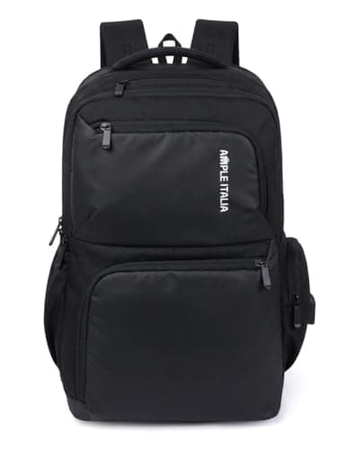 AMPLE ITALIA Segno Laptop Backpack 15.6 Inch, Waterproof, 4 Compartments, Lightweight 500g, Padded Straps, Sea Green Backpack for Men & Women – School, College & Office Bag (Black)