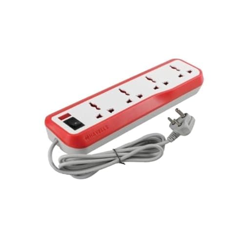 Havells EcoStar 4+1 Extension Board | Overload, Over Current & Over Voltage Protection | 4 Mtr Copper Wire | ISI Certified Wire & Plug | Universal 3 Pin 4 Sockets | LED Indicator | Home & Office Use