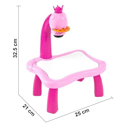 VGRASSP Creative Drawing Projection Table Toy Set for Kids with 12 Color Markers - Educational Tracing Learning Projector Desk with 3 Slides and Art Book for Boys and Girls - Color As Per Stock 3
