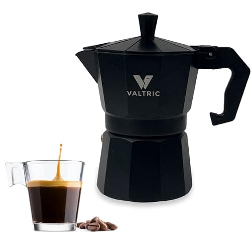 VALTRIC 2-in-1 Moka Pot Espresso Maker | Stovetop & Induction Compatible | 300ml Premium Aluminium | Italian Style Percolator Coffee Brewer | Brews 4–6 Cups | Espresso, Americano & More, Black
