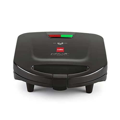 CELLO Super Club 750 Watts Sandwich Maker Griller & Toaster, Black | Auto On/Off Power Indicator, Non-Stick Surface, Heat Resistant Cool Touch Body & Handle, Fixed Grill Plates, Easy to Clean