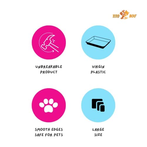 Tito Boo Pro Cat Litter Tray - Premium Virgin Quality Cat Litter Accessories (Pack of 01), Multi-Colored Dimensions - 53cm * 40cm * 10cm. 5