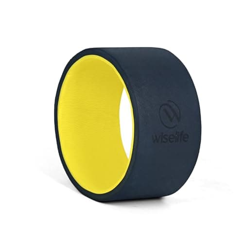 Wiselife Yoga Wheel Pro For Men & Women|Big Circle Wheel For ABS, Home Training, Deep Tissue Massage, Back Pain, Stretching, Back Bends, Body Posture, Sweat Resistant | 13 X 6 Inch(Navy Blue+Yellow)