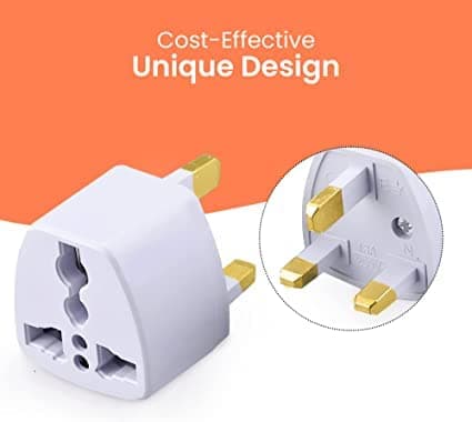 Type-G Plug Adapter UK Converter - (3pcs) India to UK Plug Adaptor for Hong Kong, UAE, Dubai, Singapore England Universal Travel Adapter Power Plug 2