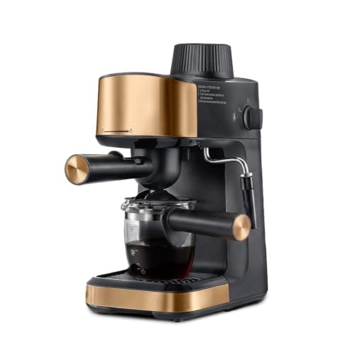 Prestige Espresso 800W Coffee Maker Black and Gold|Detachable Drip Tray|Built-In Milk Frother|1 Year Warranty