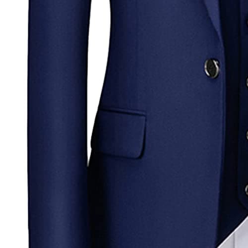 Maiyifu-GJ Men's 3 Piece Solid Color Suit Set Single Breasted Slim Fit Jacket Vest Pants Business Wedding Prom Blazer Sets (Dark Blue 1,X-Large) 5
