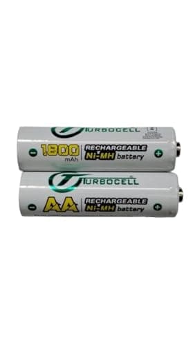 Turbocell AA Ni-MH 1800 mAh 1.2v Rechargeable Battery for Toys, Clock, Gaming Console, Torch, Remote, Trimmer etc Pack of 2 Batteries 3