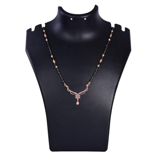 Nilu's Collection Rose Gold Plated Mangalsutra With Black Bead Chain For Women (Style 3) 5