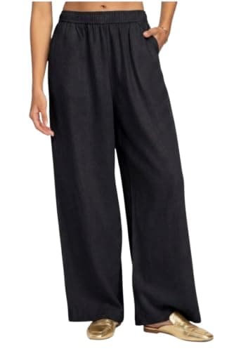 ZARIVAA Cotton Rayon Palazzo Pants for Woman ।Adjustable Drawstring Waist । Double Pocket । Plus Size Avaliable (in, Alpha, 2XL, Jumbo, Back) Black
