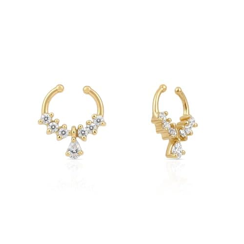 TOUCH925 Pure 925 Silver Teardrop Charm Septum Nose Ring for Women 3
