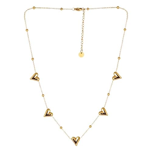 MEENAZ pendant necklace for women Love necklace for woman Gold Heart chains for women stylish/Locket Jewellery Set for Women Anti tarnish jewelry |Stainless Steel Valentine Gifts for Girlfriend 89