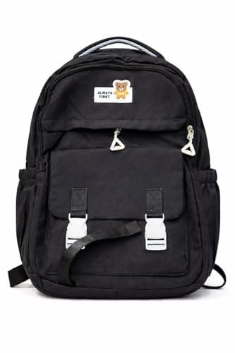 Premium Black School & College Backpack for Boys & Girls Durable Lightweight Travel Bag with Multiple Compartments Front Pocket Stylish Casual Laptop Backpack for Students