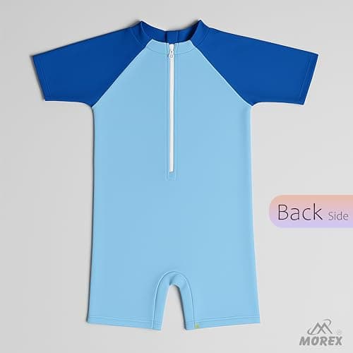 DRAUSS Morex Kids One-Piece Printed Swimsuit | Poly Spandex Quick-Dry Swimwear with UV Protection & Zipper | Soft Stretchable Swimming Costume for Boys & Girls (6-7 Y_Blue) 3