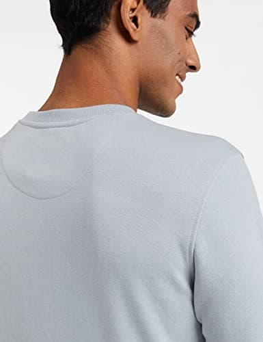 Amazon Brand - Symbol Men's Regular fit Solid Sweatshirt (AW18MNSSW01_Blue Haze_XXL) 6