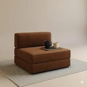 2-Seater Sofa Cum Bed | EPE Foam Foldable Couch with Velvet Fabric & Washable Cover | Convertible Sofa Bed for Home, Living Room & Office Guests | 3 x 6 Ft (Brown)