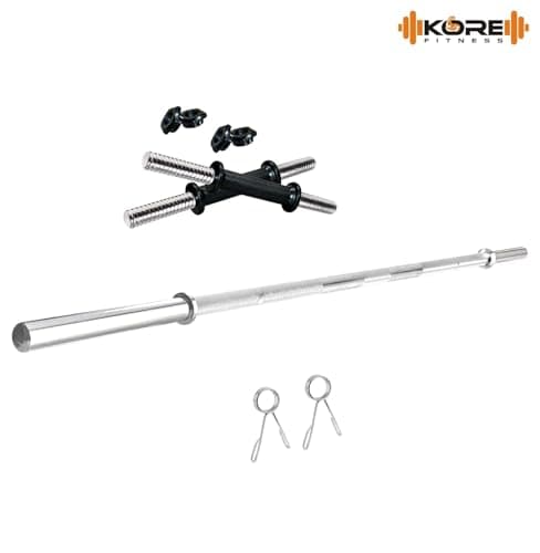Kore PVC 15 Kg Home Gym Set with One 3 Ft Straight Rod and One Pair Dumbbell Rods, Multicolour 3