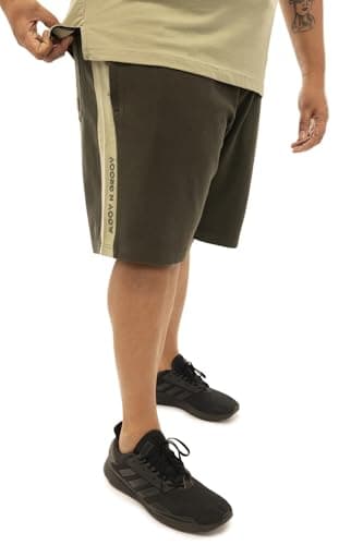 MOOV N GROOV Band Men's Oversized Cotton Drawstring Shorts, Navy Blue, Knee Length, High Rise, Plus Size, Breathable Fabric (in, Alpha, 7XL, Plus, 2, Forest Night) 2