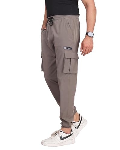 Big Button Men’s Cargo Joggers Trackpant | Lightweight Nylon Lycra Stretch Pants with Pockets | Casual, Sports, Travel & Streetwear 3