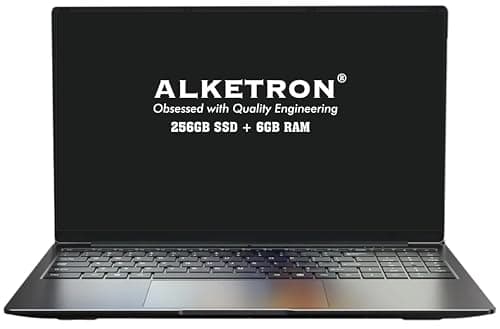 ALKETRON - 14.1 Inch Full HD(2026) Student/Home Laptop - Intel Processor with Built-in Graphics + 512GB SSD + 6GB RAM - Windows11 Pro & MS Office - 1Yr + 3Yr Warranty(Basic Plus Edition)