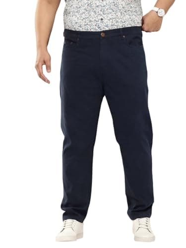 Thomas Scott Men Plus Size Pure Cotton Chinos Trousers(TSB097_Navy_46)