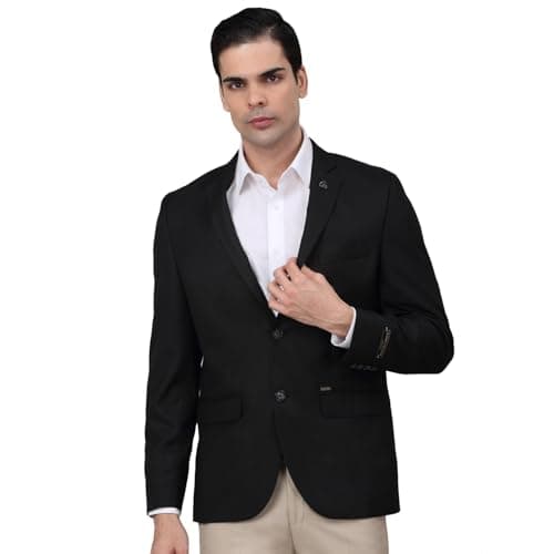 Cantabil Men's Single Breasted Regular Blazer (MBZF00162_Black