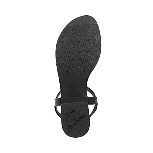 Mochi Women's Black Faux Leather Flat Fashion Sandals UK/5 EU/38 (33-1417) 4
