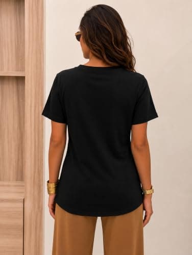 Zilcon Women's Plum Twist-Knot Asymmetrical Trendy T-Shirt for Women & Girls(Black_XL) 2