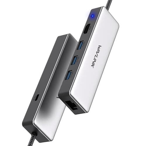 WAVLINK USB C Hub, 6-in-1 USB C Adapter for MacBook Pro/Air/Thunderbolt 3/Type C Devices, with 4K@30Hz HDMI, 3 USB 3.0, Gigabit Ethernet, 100W Power Delivery for Windows and Mac