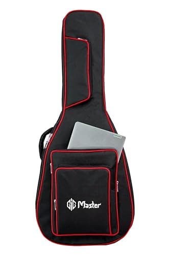 GIG Master Heavy Padded Acoustic Guitar Bag for Yamaha F280, FS80C & F310 Made in India Guitars|with Dual Pocket & Carry Handle(Black_Red)