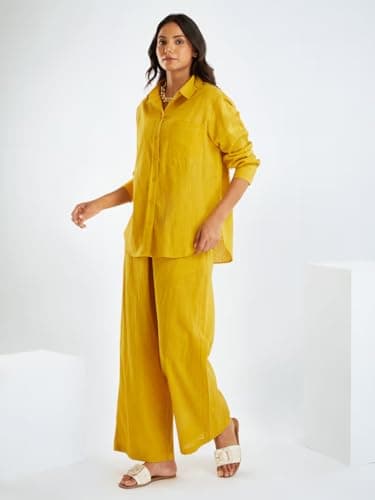 Amazon Brand - Anarva Women's Pure Cotton Co-ord Set | Soft & Breathable (Dusty-Lemon-Set-re-XL) 4