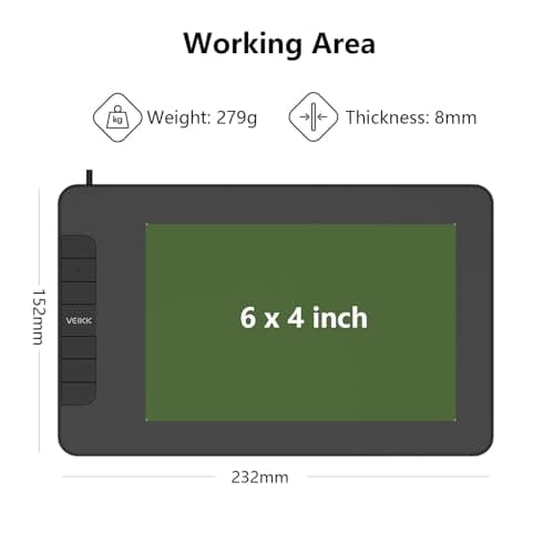 VEIKK VK640 Drawing Tablet 6x4 inch Portable Pen Tablet with 8192 Levels Battery-Free Stylus Graphic Tablet, 6 Shortcuts Keys for Android, Windows, mac OS and Linux, Support Tilt Function 4