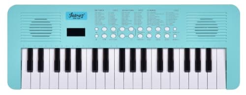 JUAREZ JRK520 37 Keys Electronic Keyboard for Kids with Microphone, 200 Tones, 200 Rhythms, 35 Demo Songs, Built-in Speakers, USB Power Support, Educational Musical Keyboard, Blue