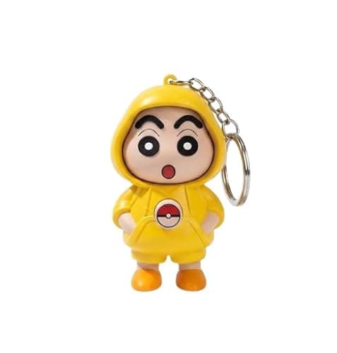 Yemaksh Shinchan Face Changing 3 Expression 3D Cartoon Key Ring Keychain, ABS Action Figure Toy | Unisex Face Changing Model | Fun & Durable Keychain Accessory (Yellow) (Pack of 1)