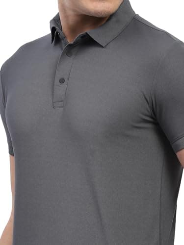 hummel Jaye Half Sleeves Golf Polo T-Shirt for Men – 100% Polyester – Regular Fit Lightweight Breathable Stylish Activewear for Golf, Casual Wear & Outdoor Activities Charcoal Grey 5