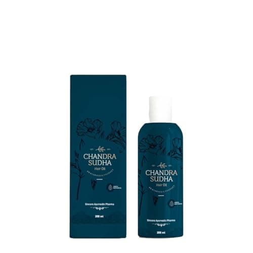 Chandrasudha Ayurvedic Hair Oil - 200ml | 28 Herbal Ingredients for Hair Growth & Fall Control | Pure Cold Pressed Coconut Oil with Bhringraj, Amla & Neem | For Men, Women & Kids | No Parabens & Sulph