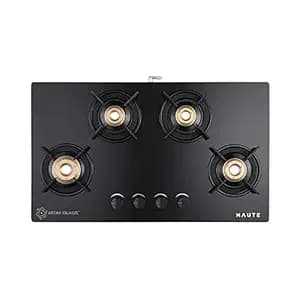 Haute Evoque series 3.0 Black 4 Burner Manual Stove | 8 MM Atom Glass | ISI certified |LPG and PNG |Door Step Service |10 Year Warranty by Haute Home