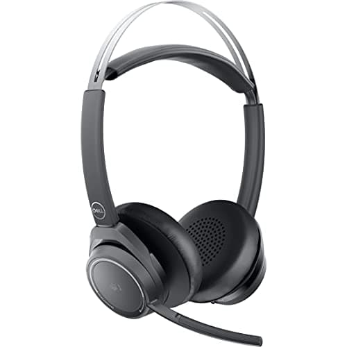 Dell Premier Wireless ANC Headset – WL7022, Control Panel on Headset Includes Call Control, Adjustable Leatherette Headband and Earpads, USB Dongle, Adjustable Boom Mic, Charging Stand - Black