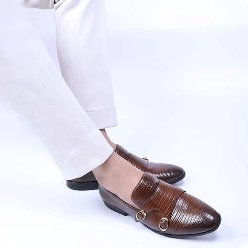 Monkstory Atelier 1970 Textured Double Monk Strap - Brown (UK Footwear Size System, Adult, Men, Numeric, Medium, 11) 2
