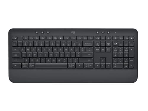 Logitech Signature K650 Wireless Keyboard with Wrist Rest, Full-Size, BLE Bluetooth or Logi Bolt USB Receiver, Comfort Deep-Cushioned Keys, Numpad, Compatible with Most OS/PC/Windows/Mac-Black