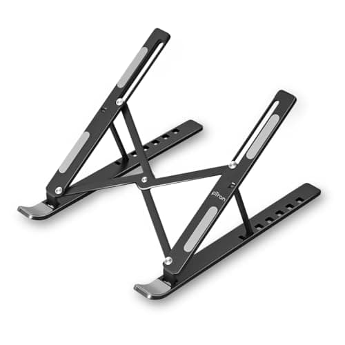 pTron DeskMate M1 15.6" Laptop Stand, 7 Adjustable Height, Metal Alloy, Foldable, Portable Tabletop Laptop/Desktop Riser Stand Holder Compatible for MacBook, HP,Dell,Lenovo & All Other Notebook(Black) 2