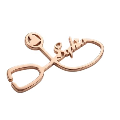 Artsycollection® Personalized Stethoscope Doctor Name Brooch Pin Custom Doctor Name Badge for Men and Women Medical Professional Brooch for Doctors Nurses Medical Students Personalized Name Pin Gift f