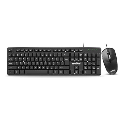 FRONTECH Wired USB Keyboard and Mouse Combo with 104 Keys, 3-Button Mouse, and 1000 DPI Optical Sensor.(KB-0012)