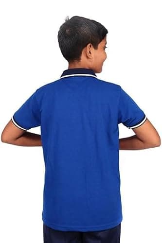 D V Enterprise Kendriya Vidyalaya School T-Shirt, Cotton Polo Collar, Unisex, Half Sleeve, Regular Fit, Uniform (in, Numeric, 42, Blue) 2