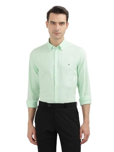 TOMMY HILFIGER Solid Slim Fit Cotton Shirt Mint